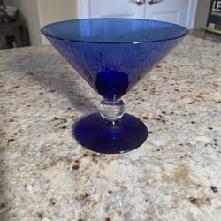 Vintage  Mid Century  Blue art deco, Martini Glass