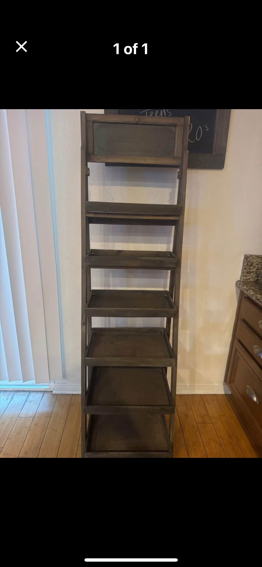 Rustic 6-Tier Wooden Ladder Shelf