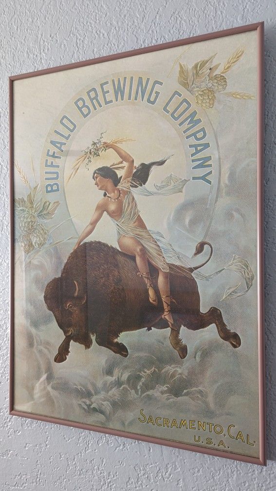 RARE BUFFALO BREWING COMPANY LITHO POSTER 25 1/2 ×18 1/4 SACREMENTO.CAL.1977