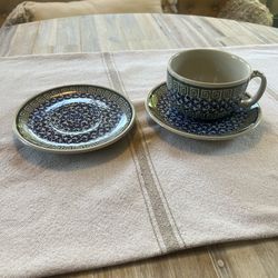 Boleslawiec Polish Pottery Mug/Cup with Saucers