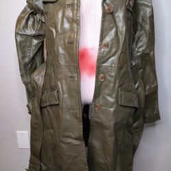 A.M.I. Women's Leather Jacket trench coat vintage 