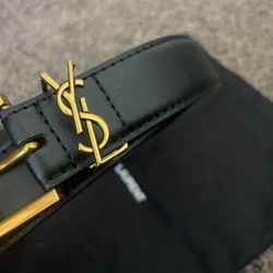 YSL Cassandre Thin Belt in Smooth Leather 