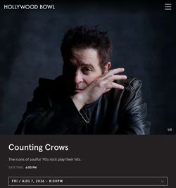 Counting Crows at the Hollywood Bowl Friday, August 7 - 2 tickets