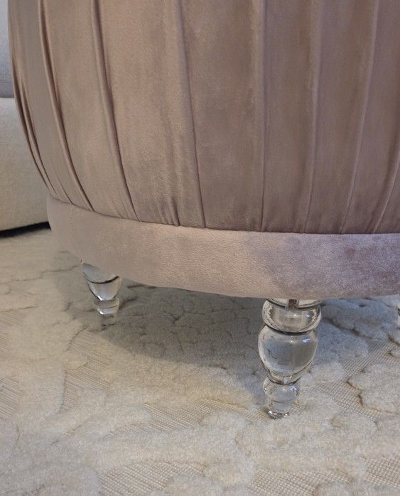2 Round Ottomans With Acrylic Feet