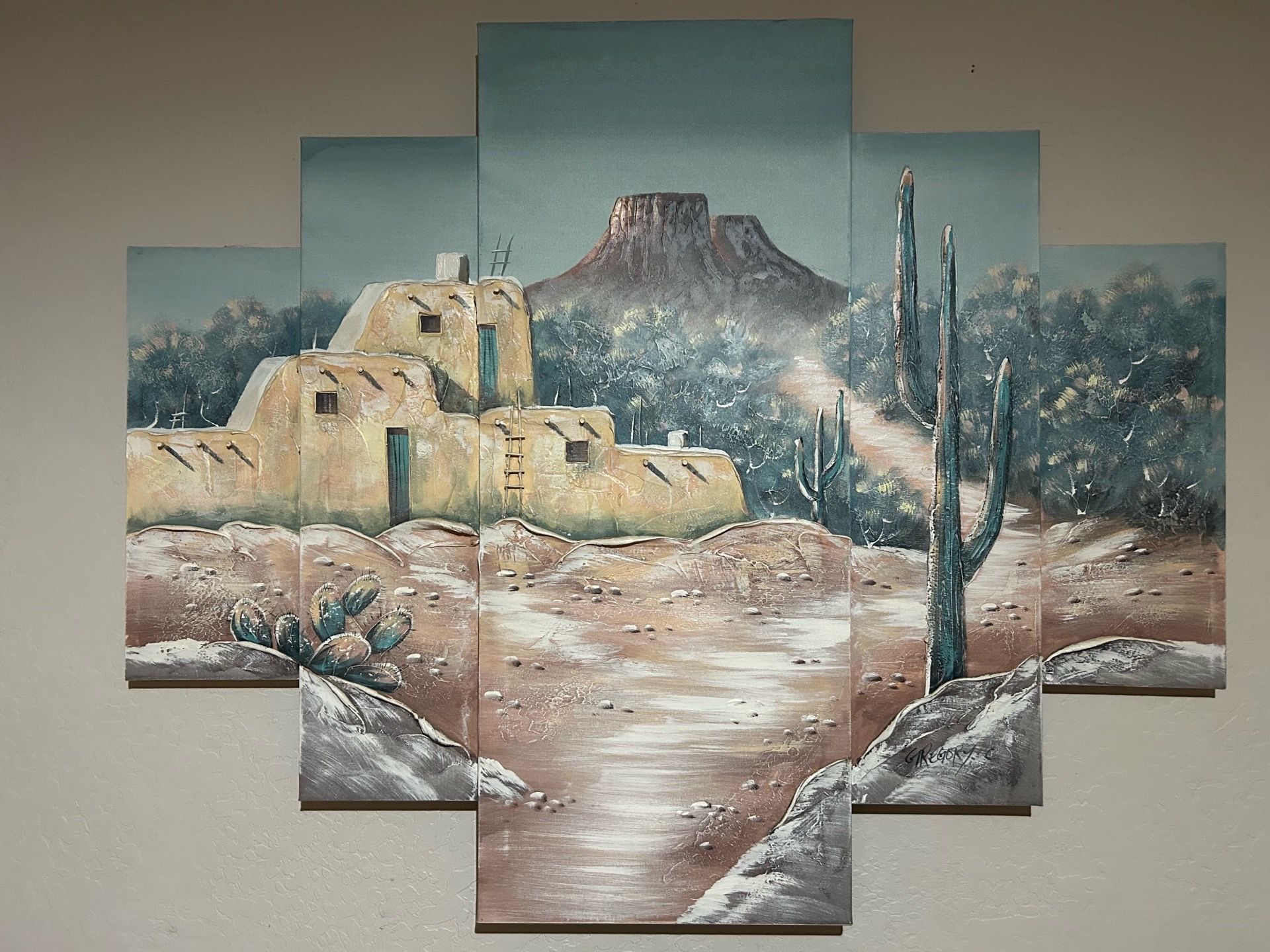 Large 5-Piece Southwestern Desert Canvas Wall Art Set (60" x 48")