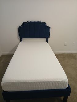 Twin Size Upholstered Platform Bed - Mattress Included!