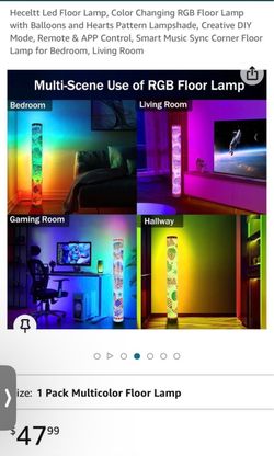 Led Floor Lamp, Color Changing RGB Floor Lamp with Balloons and Hearts Pattern Lampshade, Creative DIY Mode, Remote & APP Control, Smart Music Sync Ne