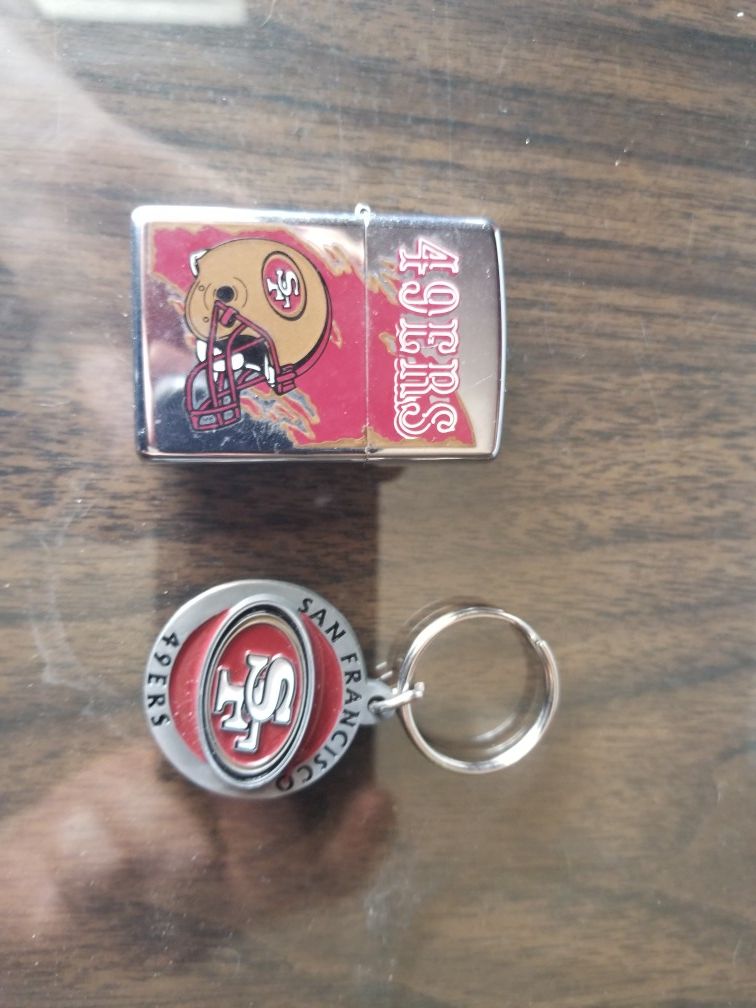 49ers zippo and key chain
