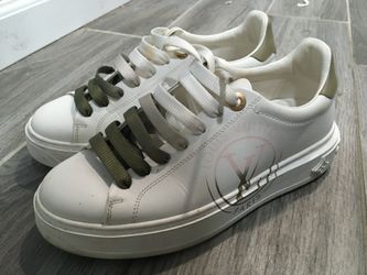 LOUIS VUITTON TIME OUT SNEAKERS WHITE WITH GREEN OMBRÉ WOMENS Size 36 USA SIZE 6