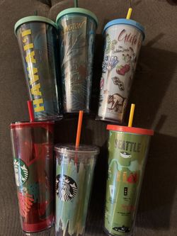 6 Starbucks tumblers 