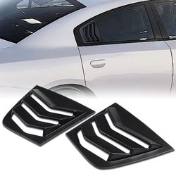 For 2011-2021 Dodge Charger ABS Black Side Window Louvers Scoop Cover Vent 2pcs -(2-WP-2712-BK