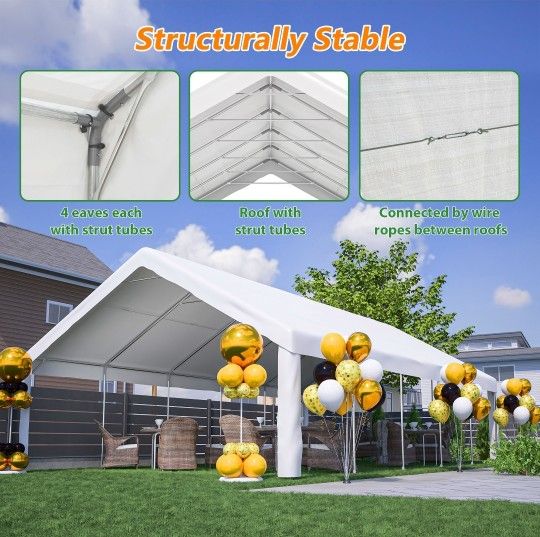 20x32 FT Party Tent with 3 Storage Bags & Removable Sidewalls, Outdoor Canopy Gazebo for Carport Camping Garden Wedding BBQ Commercial