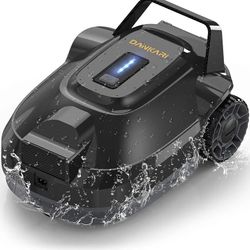Cordless Pool Robot Vacuum, Robotic Pool Rechargeable Cleaner for Above Ground & In-Ground Swimming Flat Pools,