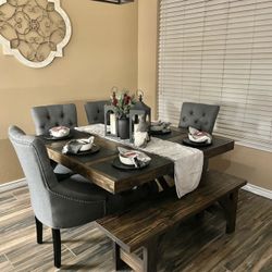 Custom Built Dining Table Solid wood Farmhouse Set Modern Rustic Bench Country Oval Round Counter Breakfast Height  Farm House 