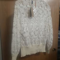 Burberry Lace Long Sleeve Blouse 