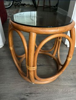 Wooden Glass top end table 