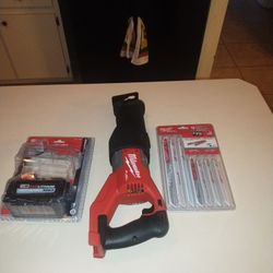 BRAND NEW MILWAUKEE SUPER SAWZALL BRAND NEW BATTERY BRAND NEW BLADES