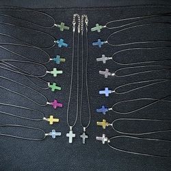 Hand Crafted Crystal Crosses On A Nylon Necklace.