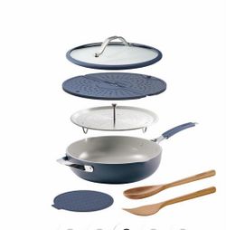 Tramontina 5-quart All-In-One Plus Ceramic Non-Stick Pan, 7-piece Set , blue or grey $2P each