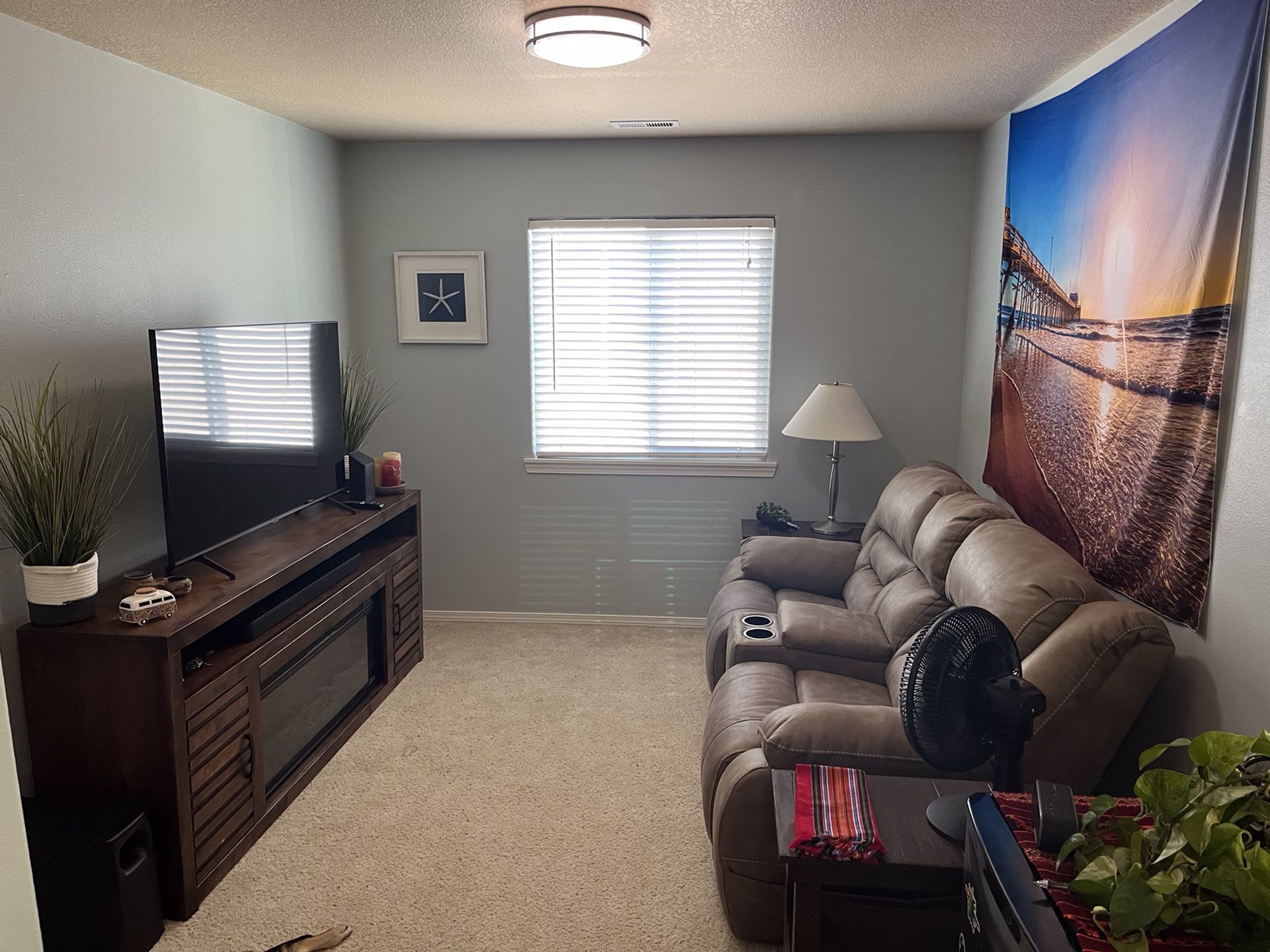 Reclining Loveseat & Electric Fireplace TV Stand