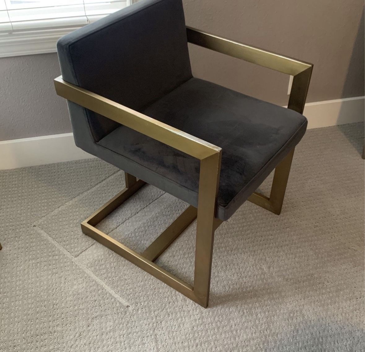 Art Deco Metal And Velvet Chair