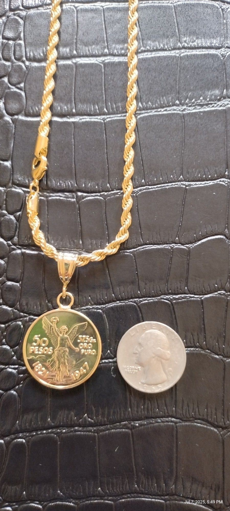 Small Coin Pendant And Chain Set