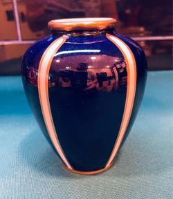 Stunning cobalt blue/ gold/white small vase made in Italy