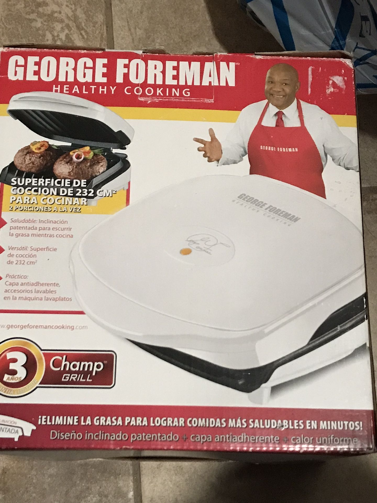 New In Box George Foreman GR10AWHT Champ Grill
