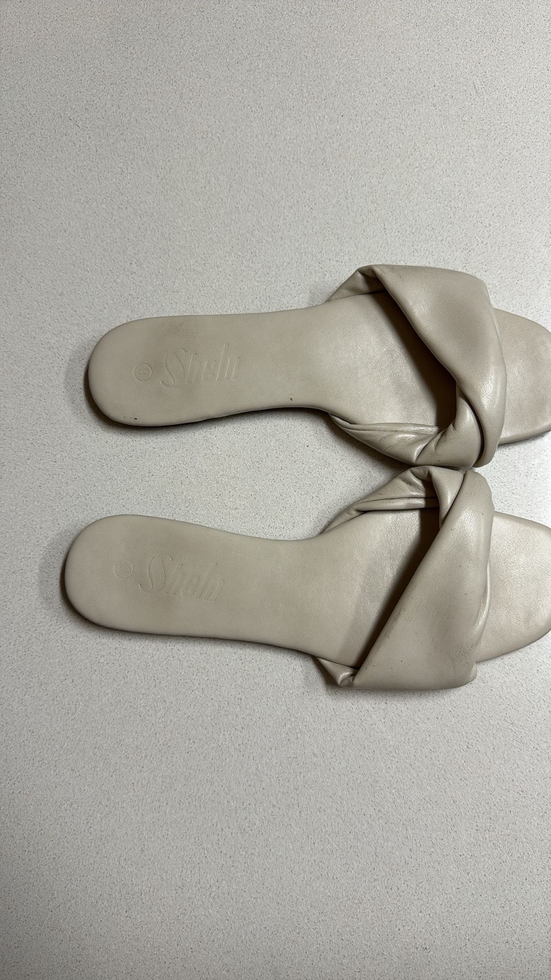Cream Crisscross Sandals with Flat Sole