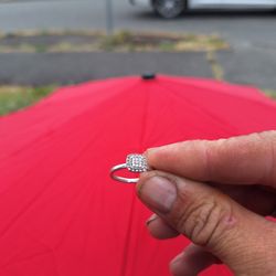 Diamond And Sterling Silver Engagement Ring 