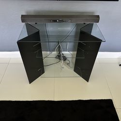 Glass Entertainment Stand With Adjustable Shelves