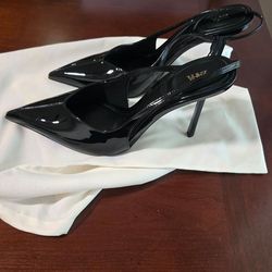 Zara Black Patent Swingback High Heels