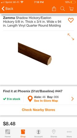 Shadow hickory Easton hickory laminate molding