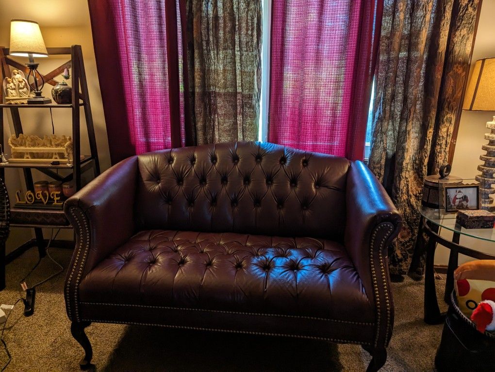 Pivoted Leather Loveseat