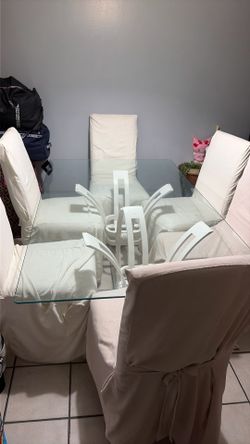 Glass Dining table with 6 chairs