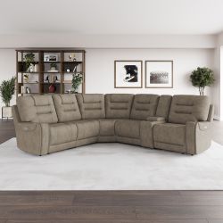 Barcalounger Carmelo Fabric Power Reclining Sectional with Power Headrests