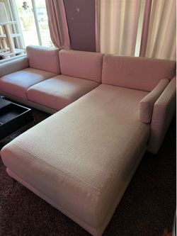 CB2 District 2-Piece Sectional Sofa (Cream Basketweave)