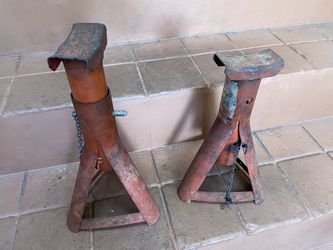 Vintage Pair of Sears Adjustable Jack Stands 3500 Pounds Capacity Each U.S.A