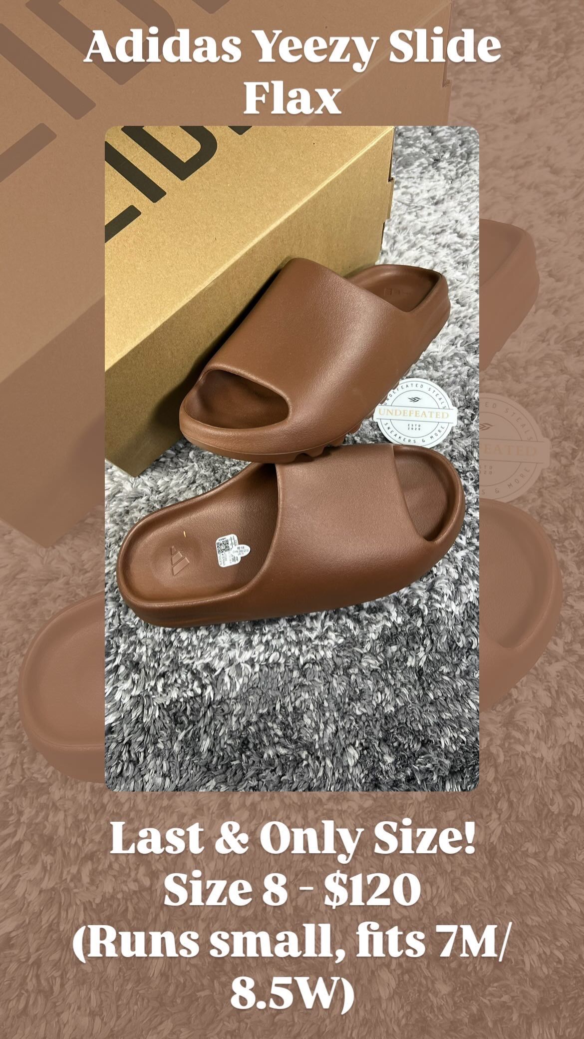 Adidas Yeezy Slide Flax Size 8