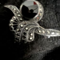 Onyx Broach 925 Silver