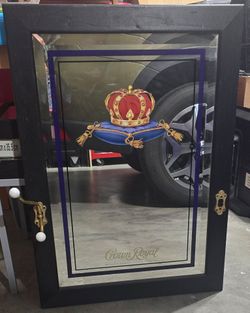 Vintage Crown Royal Coat Hook Bar Mirror (22"x30") – As-Is