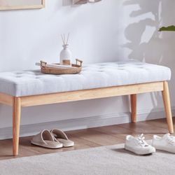 Bench Seat for Bedroom, Entryway Wood Bench with Sturdy Wooden Legs