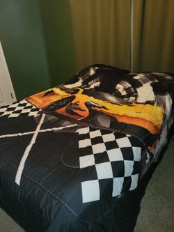 Yellow Sports Car/ Black Comforter