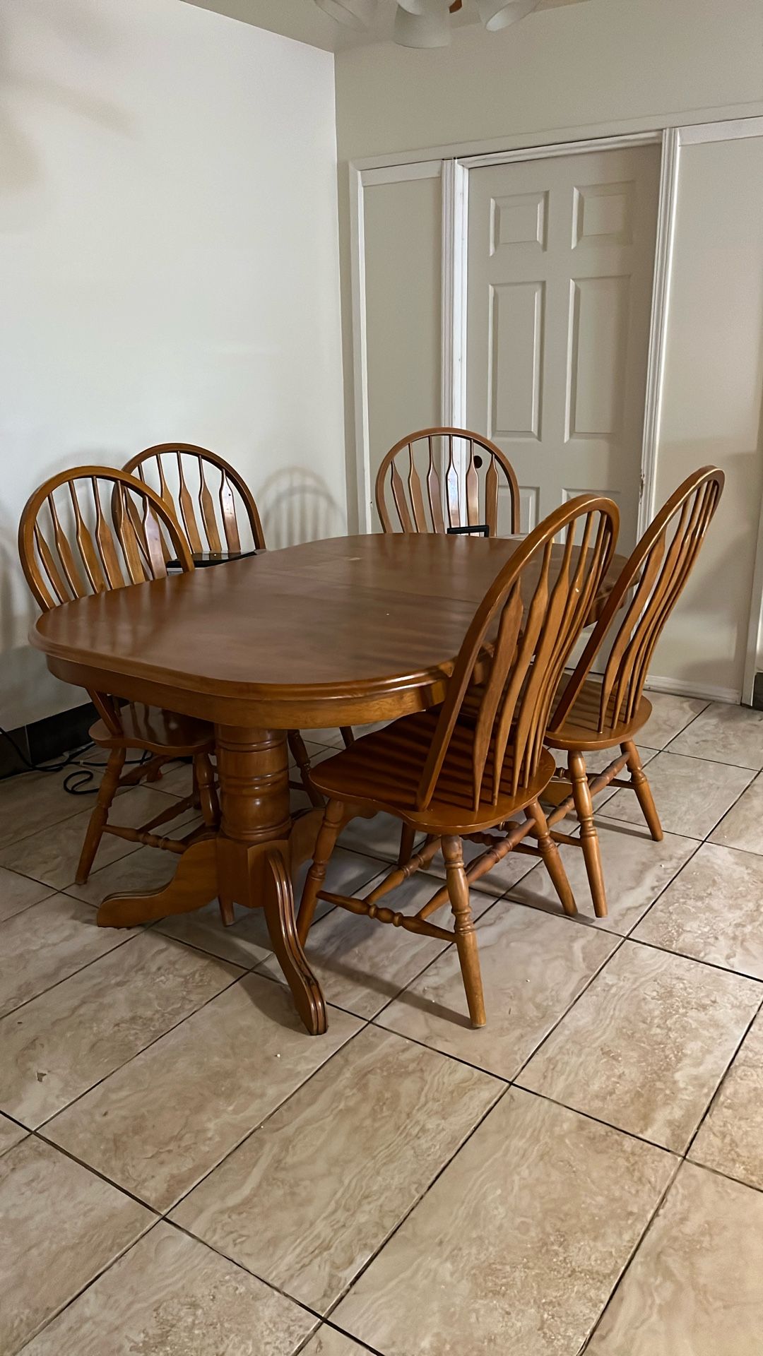 Wooden Table W/ 5 Chairs