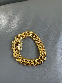 New 18mm 8.5 inch 14K gold plated stainless steel bracelet for men