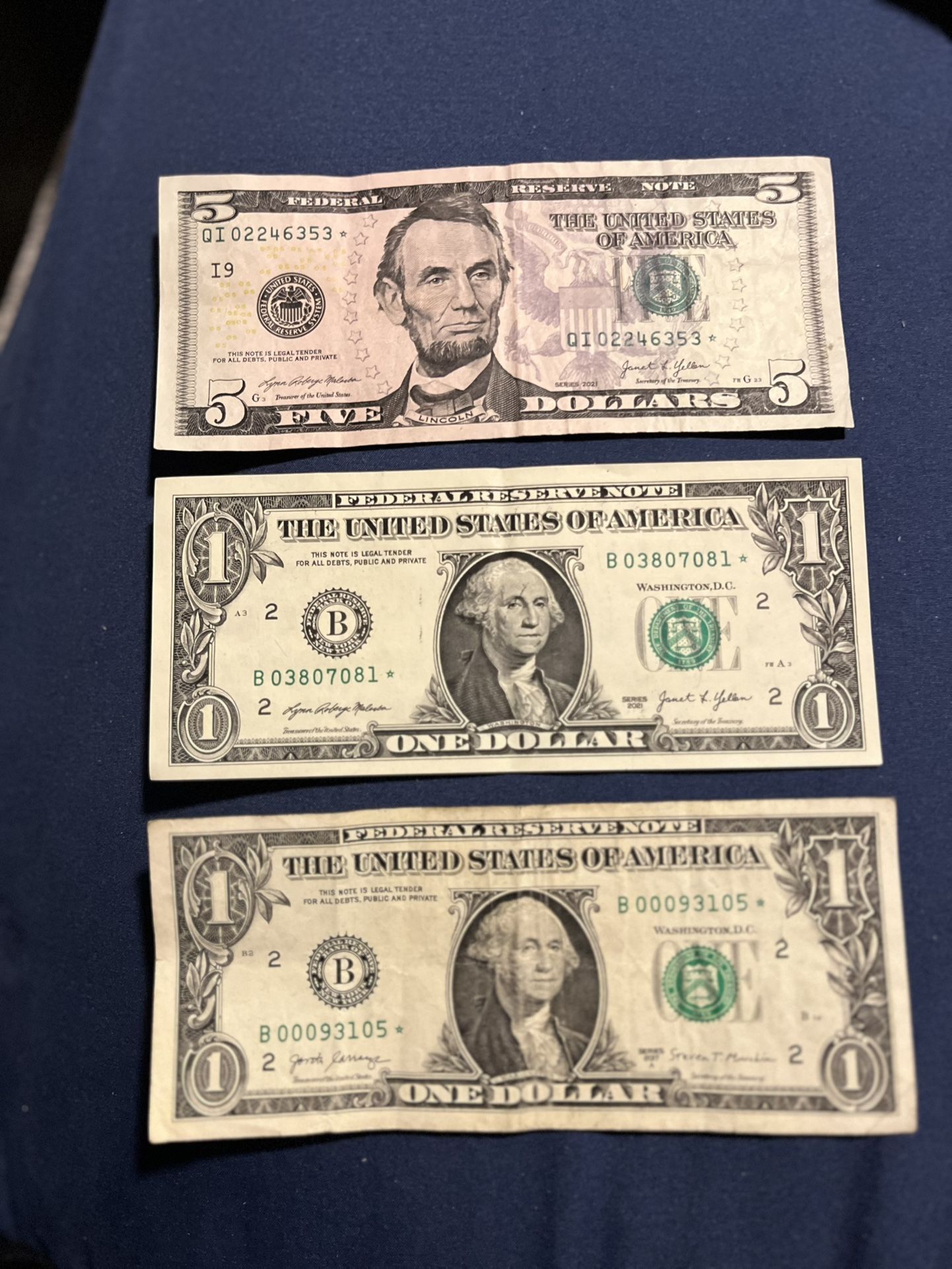 3 Billetes Con Estrella De Colección 