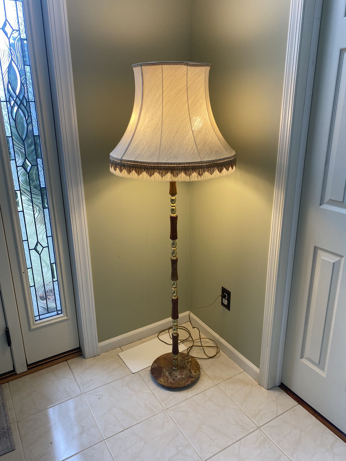 Antique Marble Base Floor Lamp  