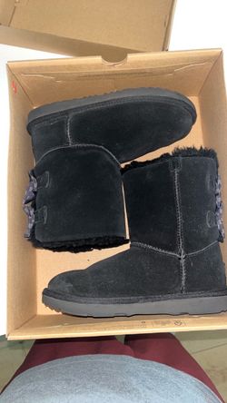 UGG Black Suede Boots with Bow Detail