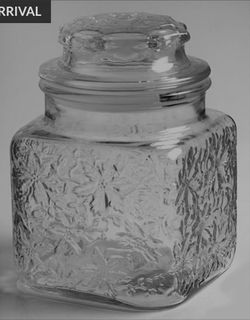 PRINCESS HOUSE Poinsettia “FANTASIA” Glass Small 6 1/2” Tall Square Canister