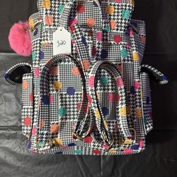 Houndstooth Smiley Face Fashion Backpack